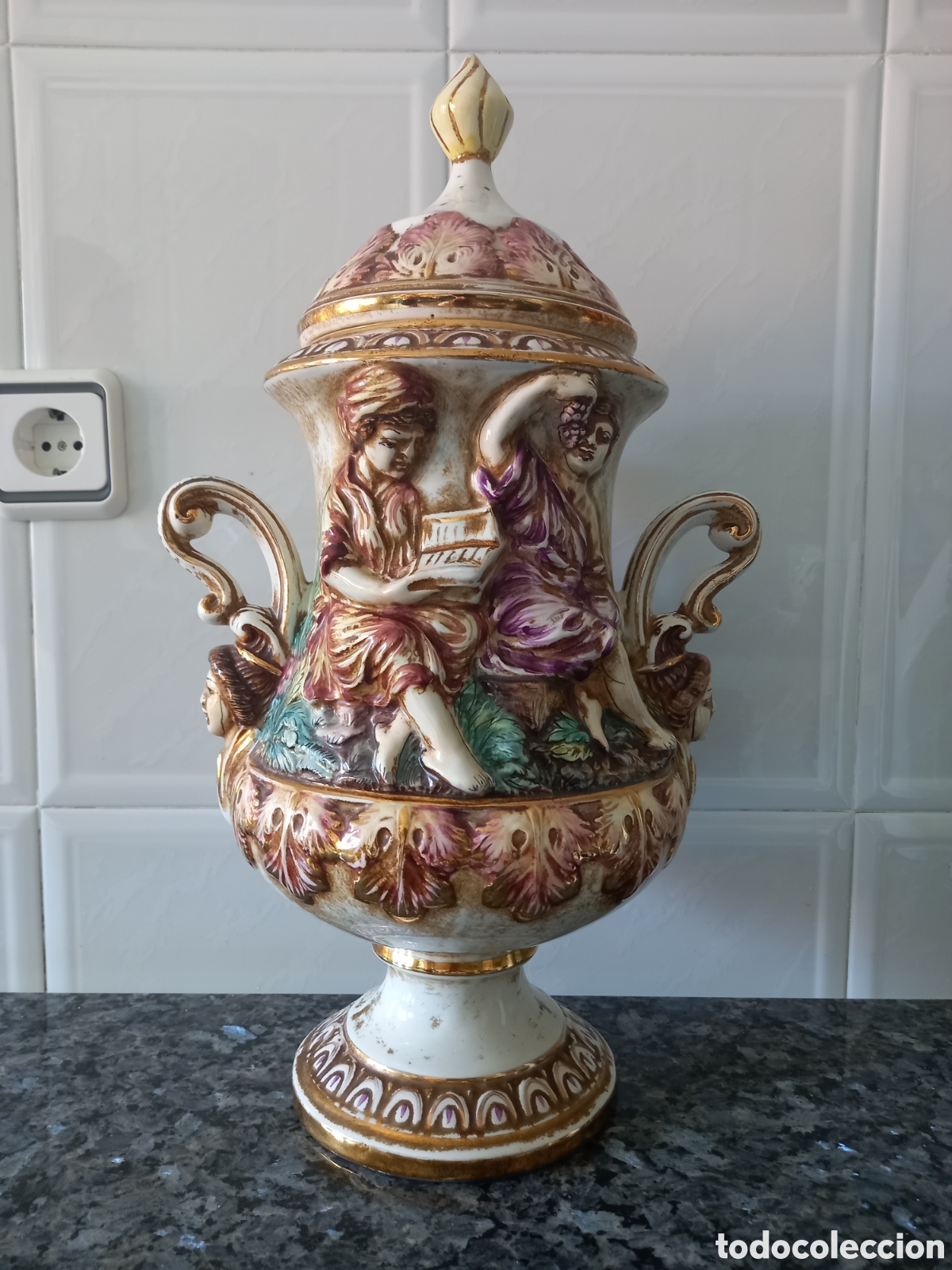 Arte: Jarron CAPODIMONTE ANTIGUO - Foto 1