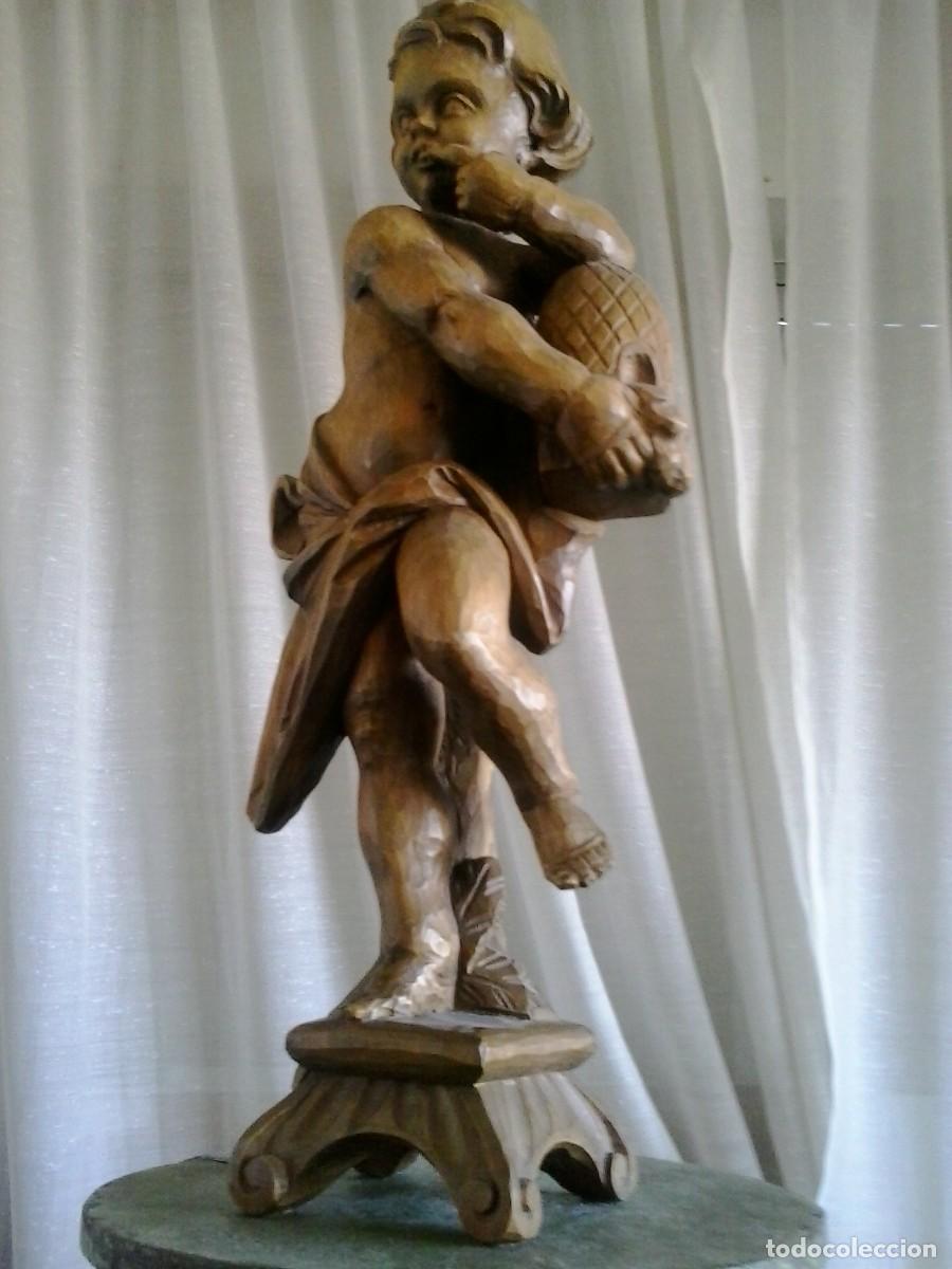 Arte: 43 cm. Talla de madera &aacute;ngel, Querub&iacute;n - Foto 2