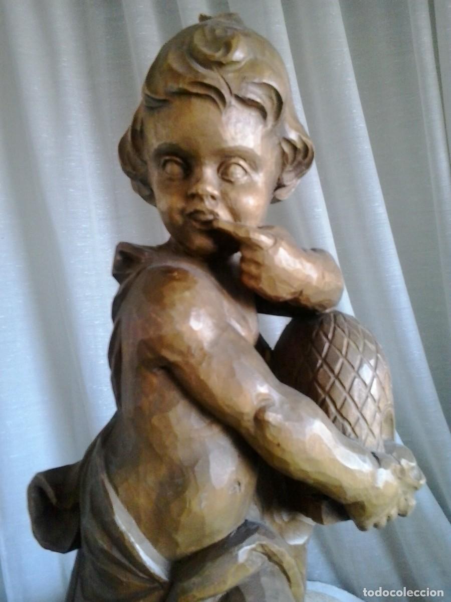 Arte: 43 cm. Talla de madera &aacute;ngel, Querub&iacute;n - Foto 3