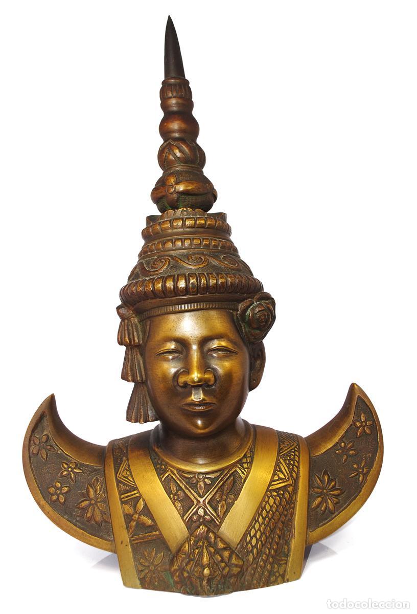 Arte: Buste en bronze divinit&eacute; Asiatique - Foto 1