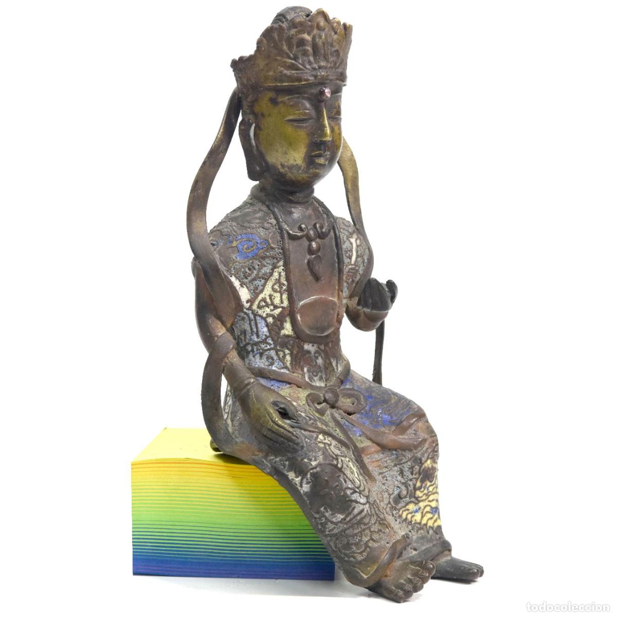 Arte: Statuette asiatique en bronze &eacute;maill&eacute; - Foto 2