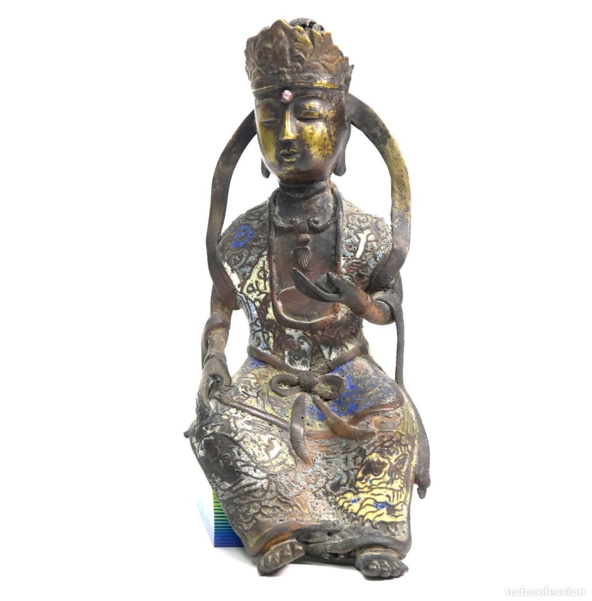Arte: Statuette asiatique en bronze &eacute;maill&eacute; - Foto 1