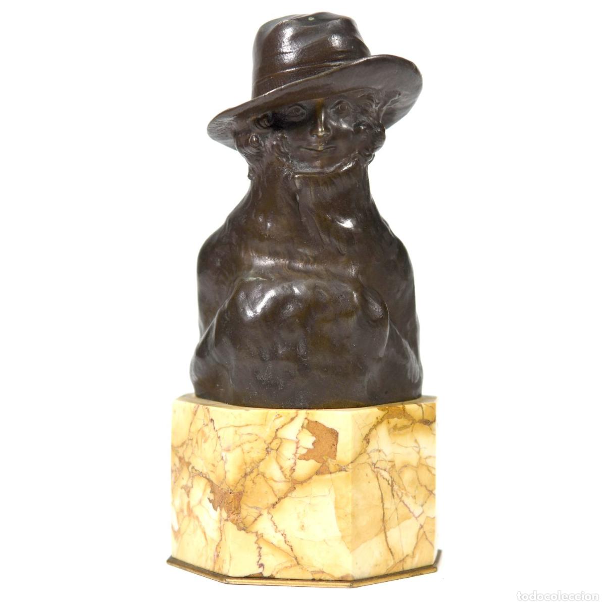Arte: Buste en bronze de Octave Leli&egrave;vre 1900 - Foto 1