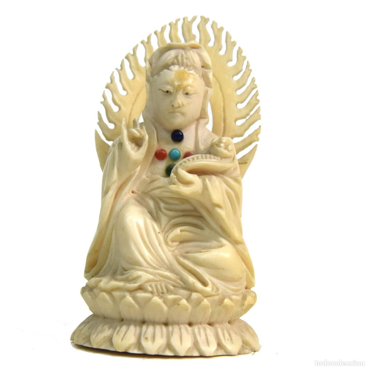 Arte: Statuette divinit&eacute; ivoire 1900 - Foto 1