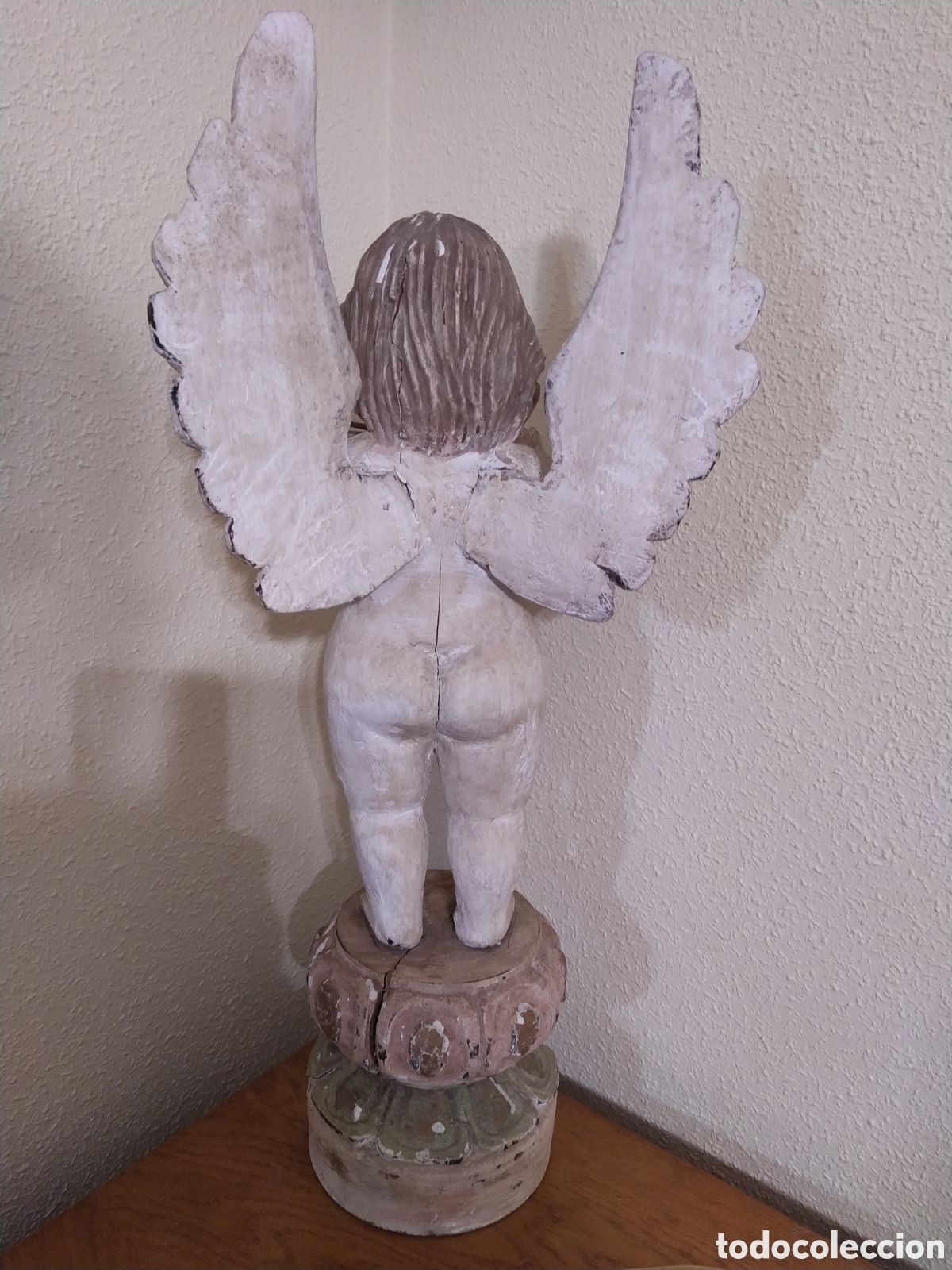 Arte: Querubin, &aacute;ngel con viol&iacute;n, madera - Foto 3