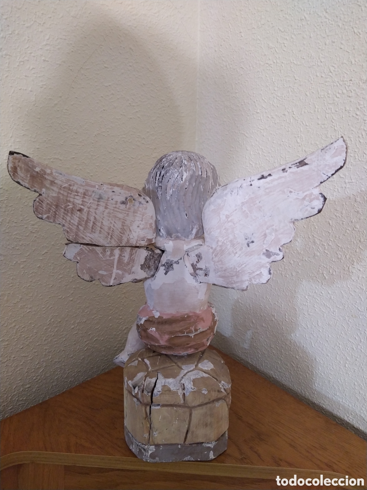 Arte: Querubin, &Aacute;ngel con arpa madera - Foto 6
