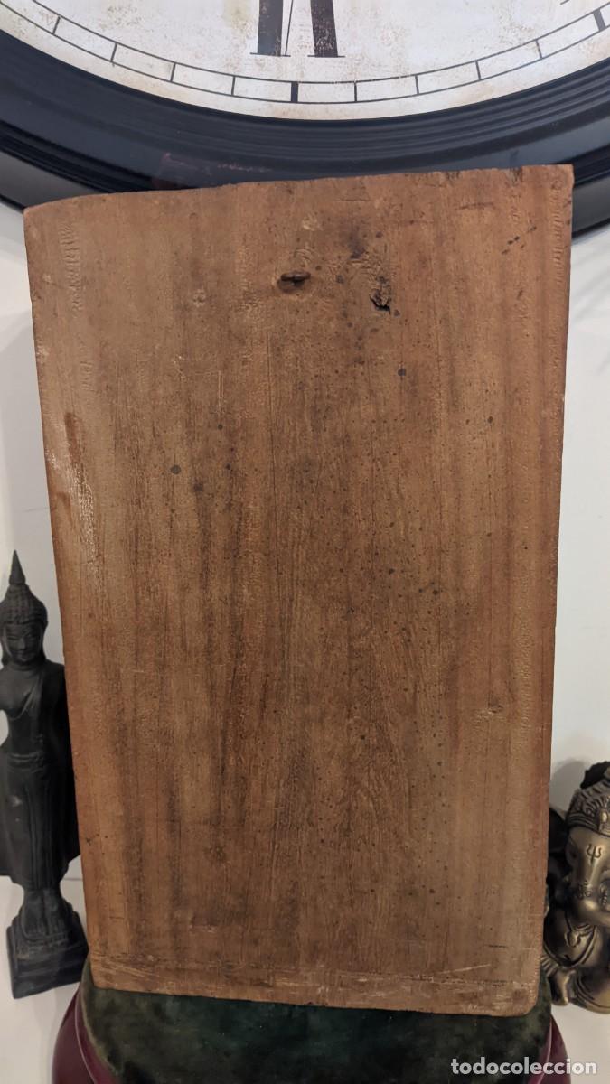Arte: PANEL DE MADERA TALLADA QUE REPRESENTA A VISHNU CON SRI DEVI Y BHU DEVI, INDIA - Foto 10