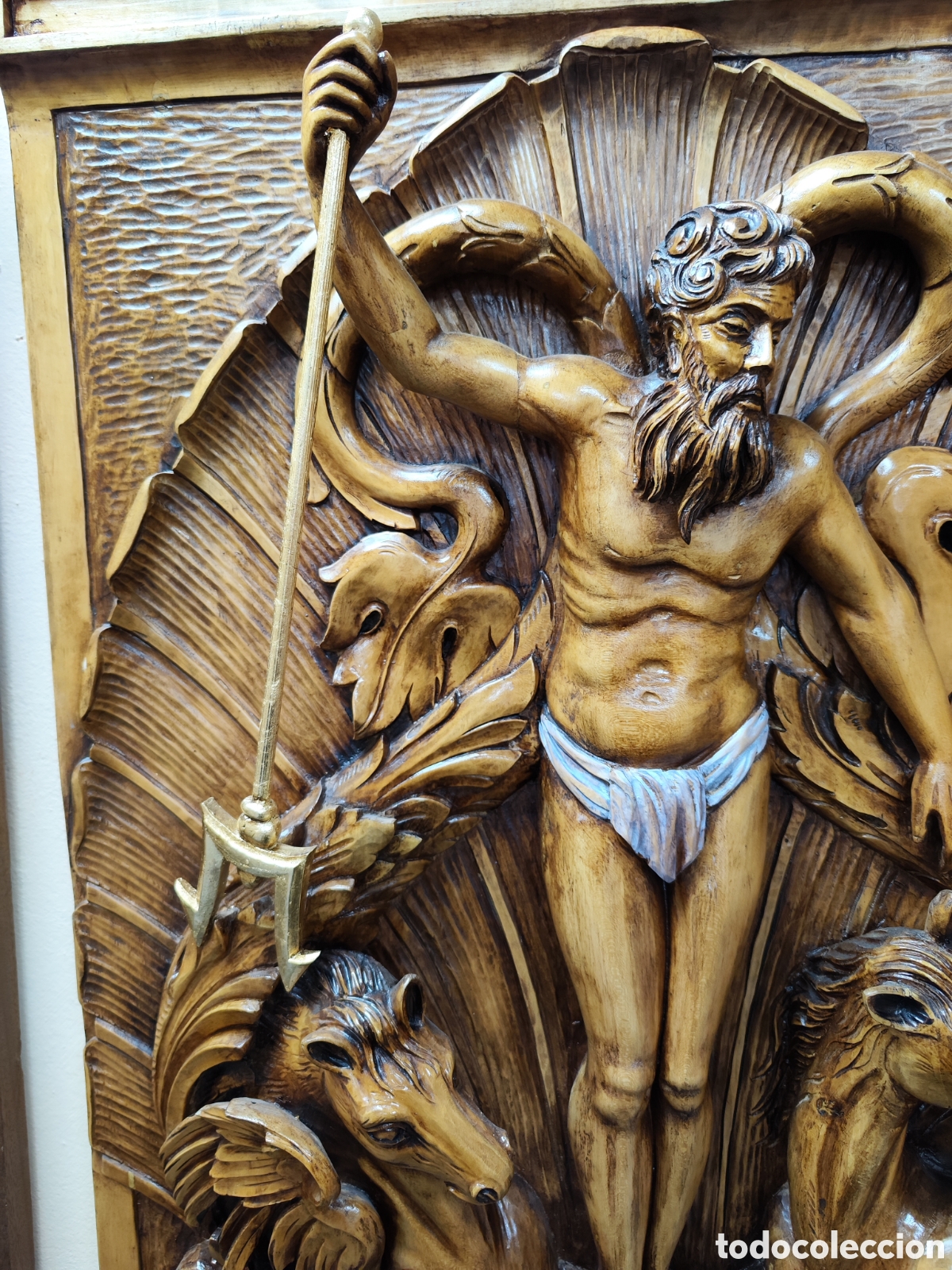Arte: NEPTUNO SOBRE CABALLOS MADERA - Foto 7