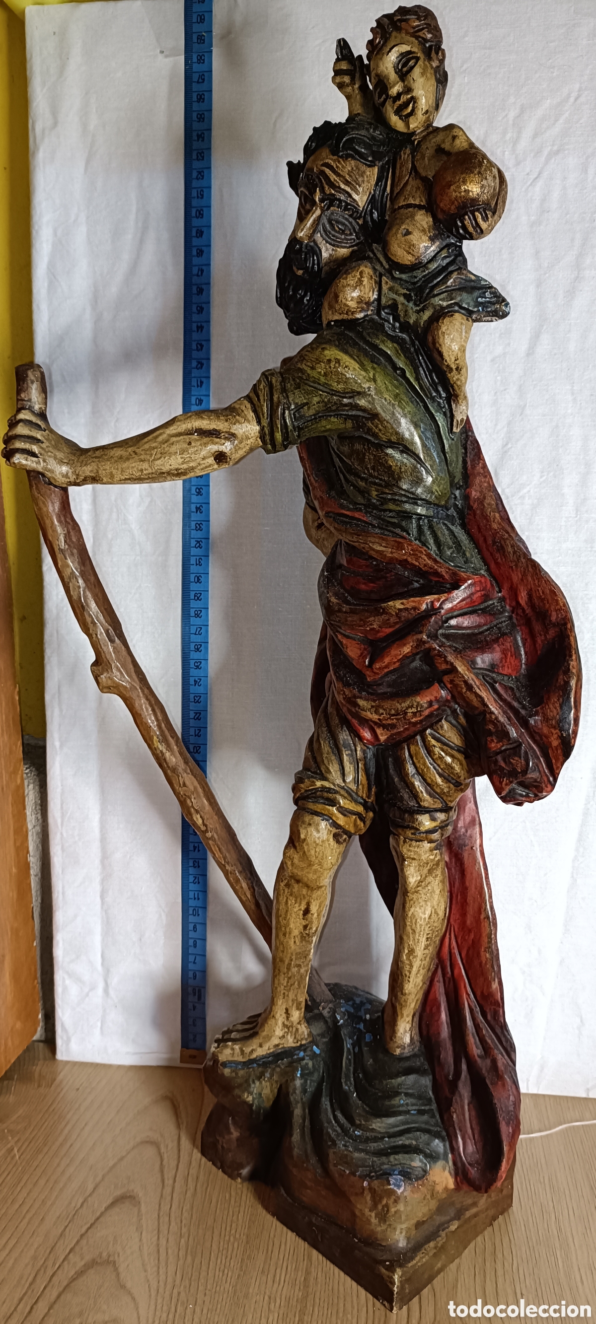Arte: San Crist&oacute;bal, Madera policromada - Foto 6