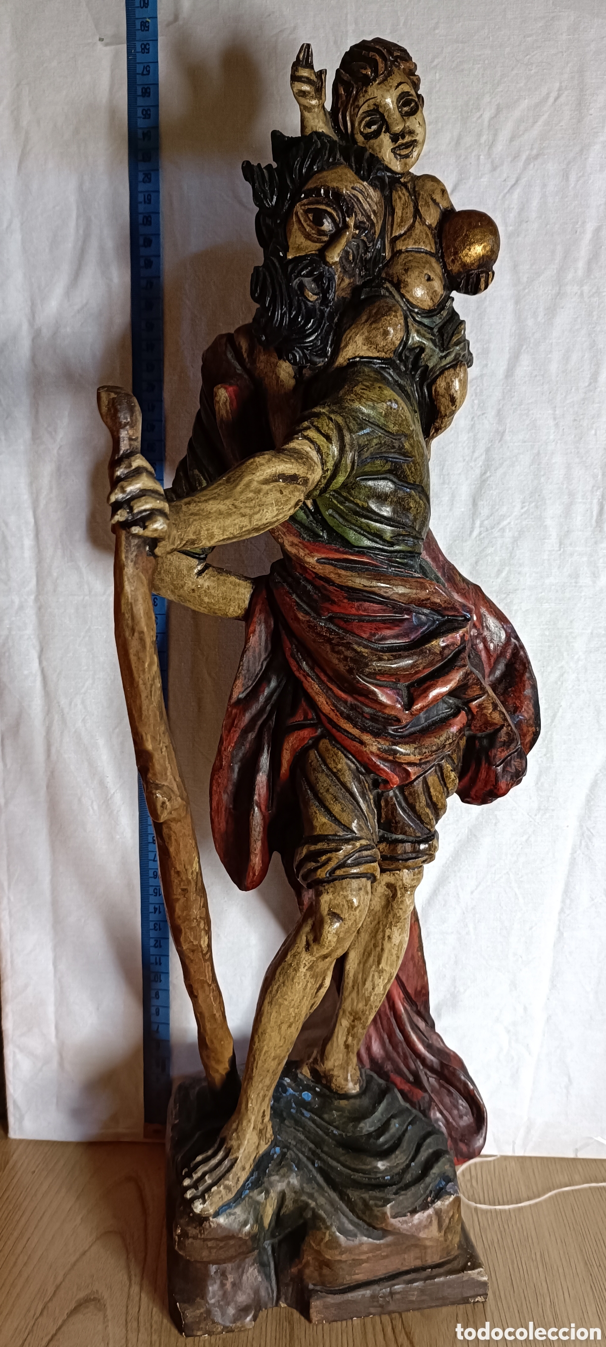 Arte: San Crist&oacute;bal, Madera policromada - Foto 7