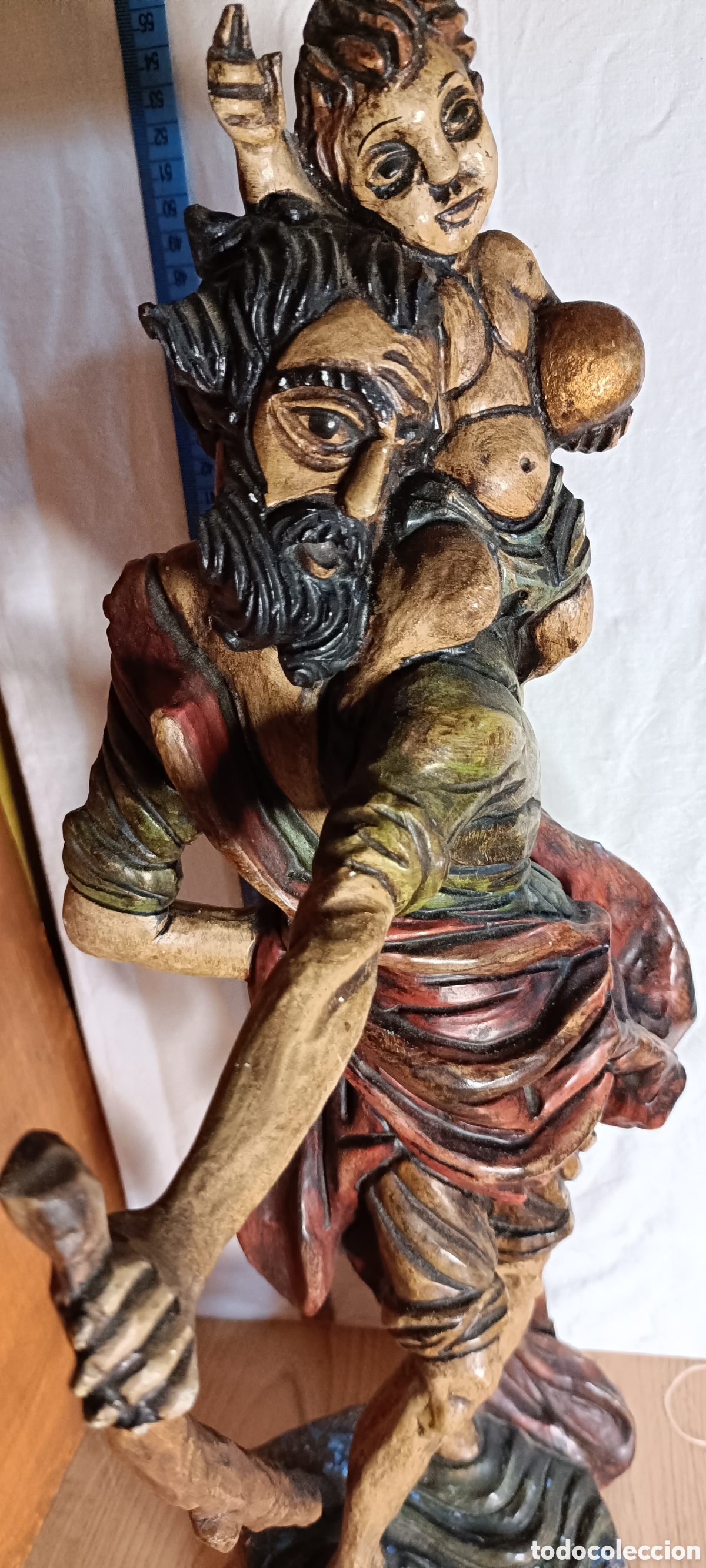 Arte: San Crist&oacute;bal, Madera policromada - Foto 3