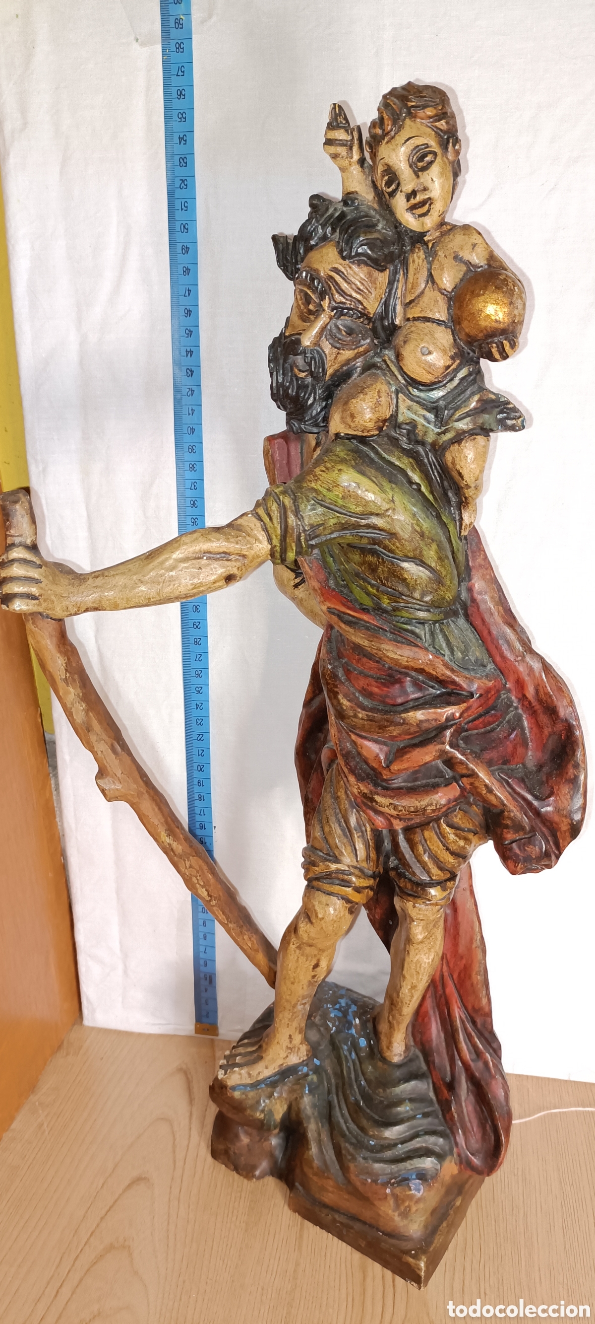 Arte: San Crist&oacute;bal, Madera policromada - Foto 2