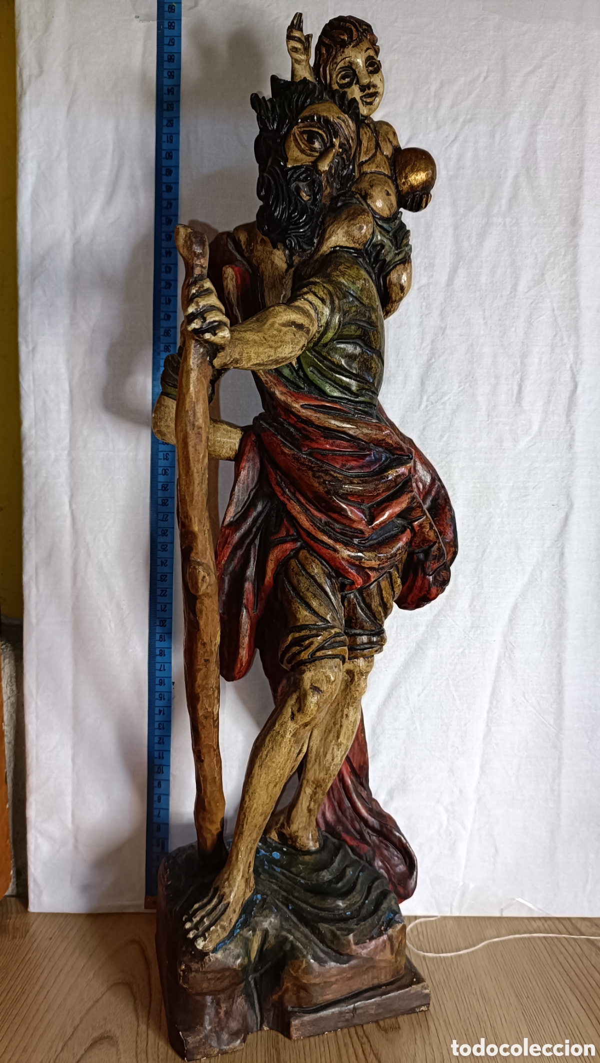 Arte: San Crist&oacute;bal, Madera policromada - Foto 5