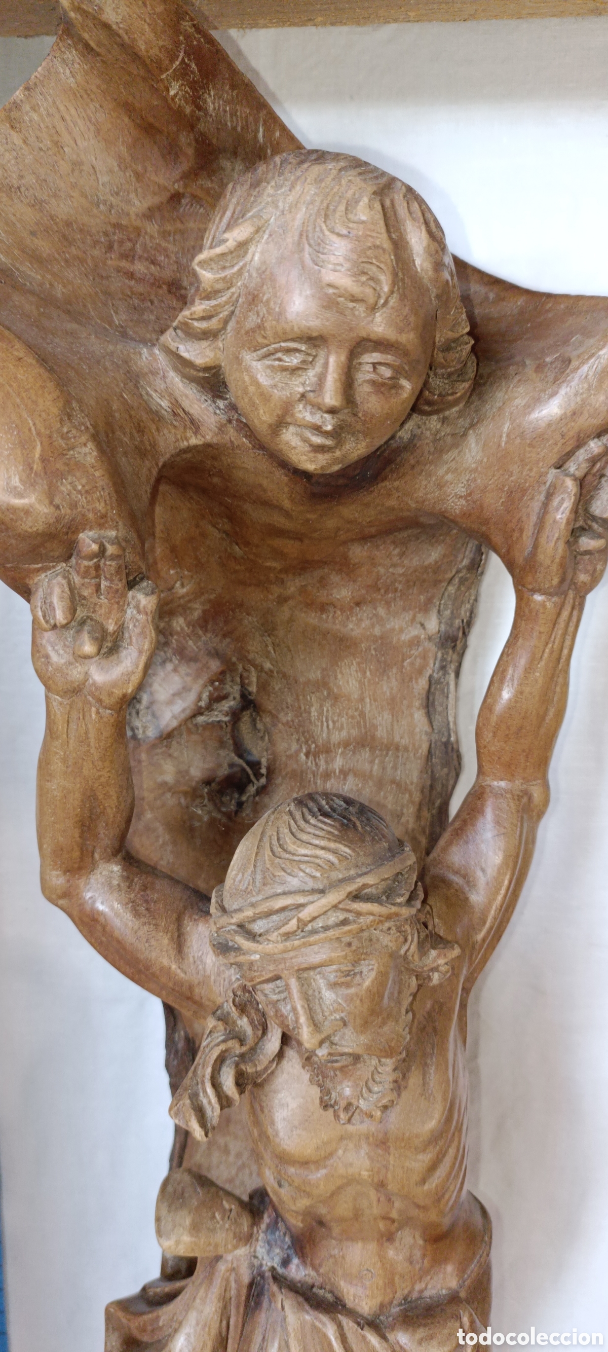 Arte: Cristo con querubin madera roble - Foto 3