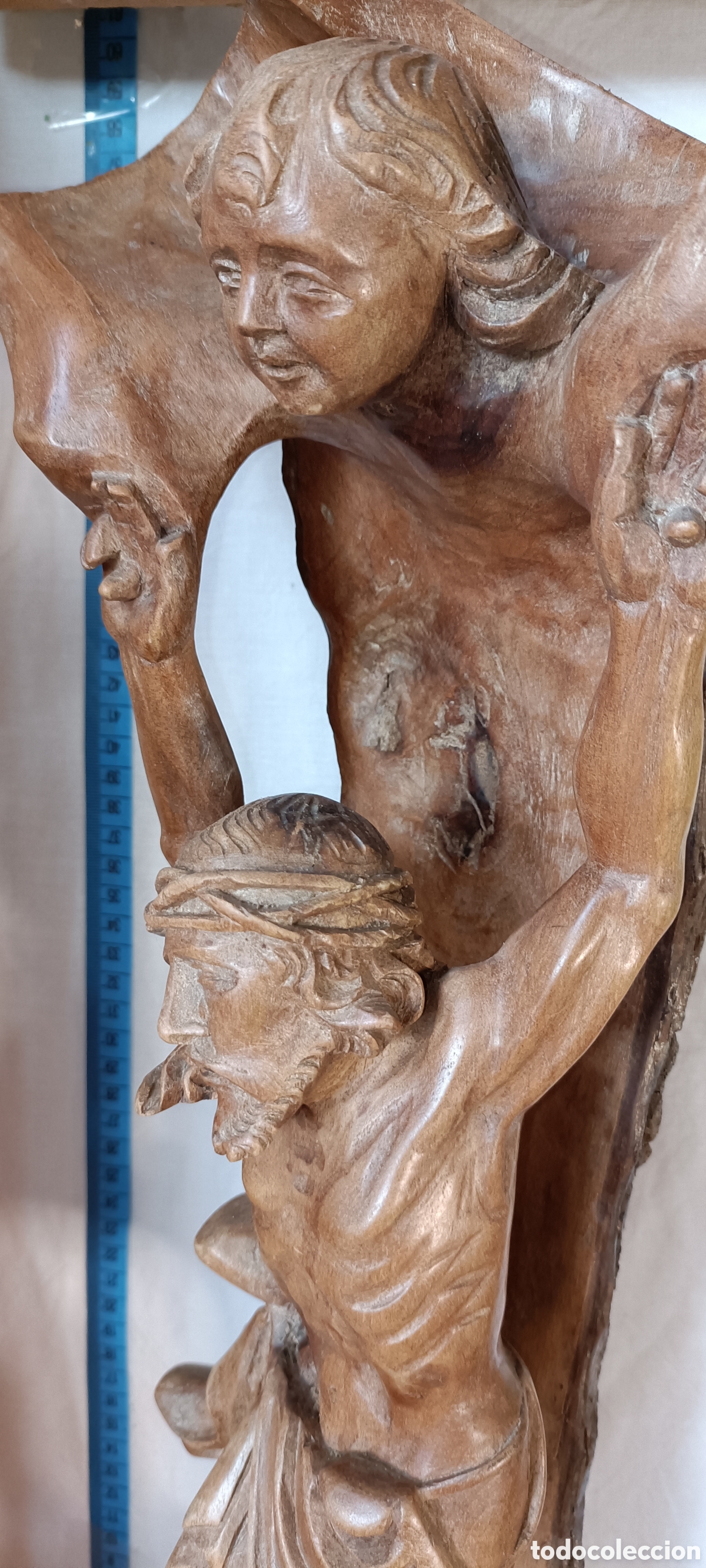 Arte: Cristo con querubin madera roble - Foto 8