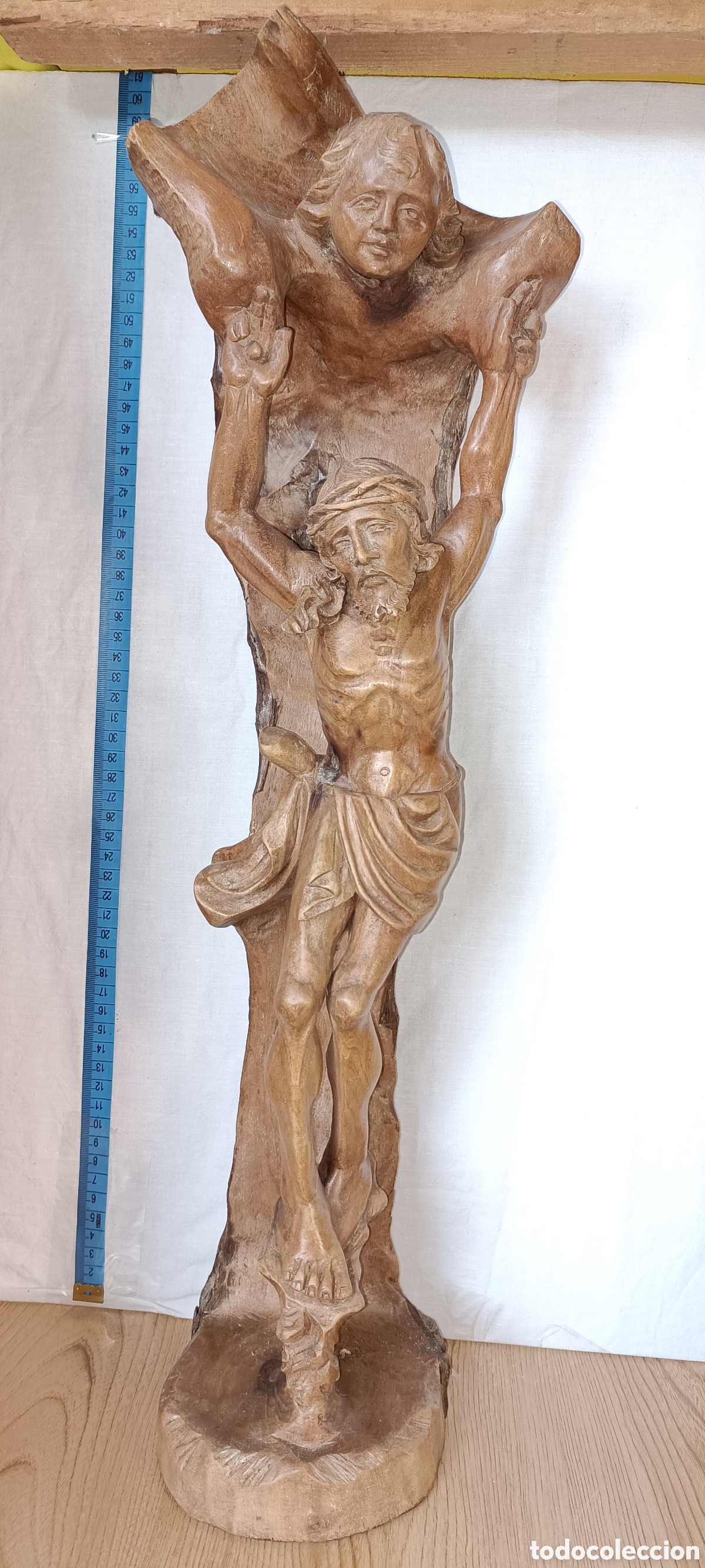 Arte: Cristo con querubin madera roble - Foto 1