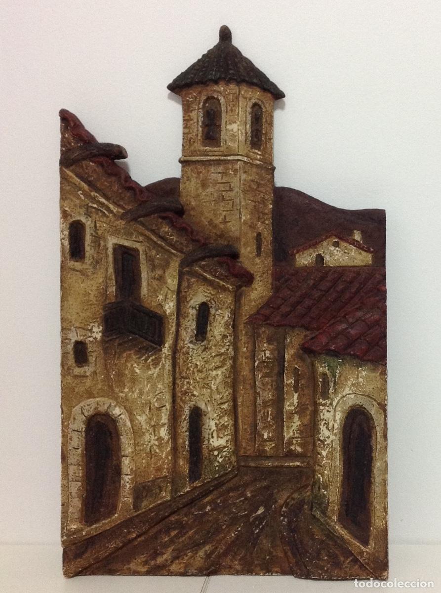 Arte: Retablo - Tabla de madera - Torre del pueblo - Foto 1