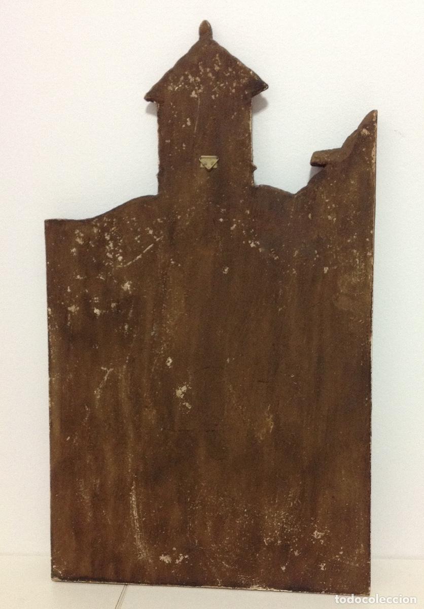 Arte: Retablo - Tabla de madera - Torre del pueblo - Foto 3