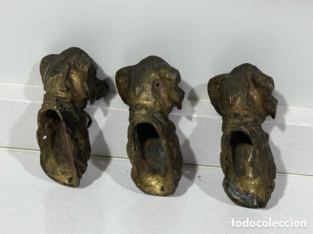 Arte: TRES CABEZAS DE PERRO EN BRONCE - Foto 6