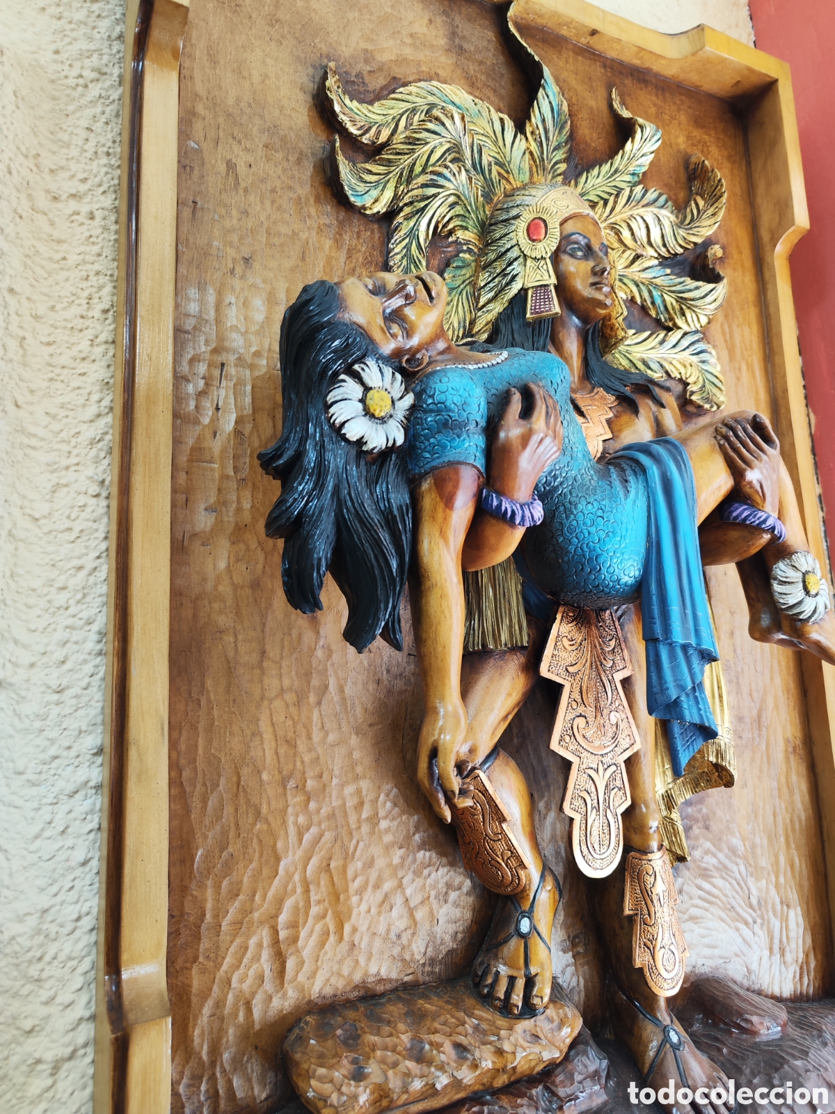 Arte: Ofrenda Azteca madera lenga - Foto 4