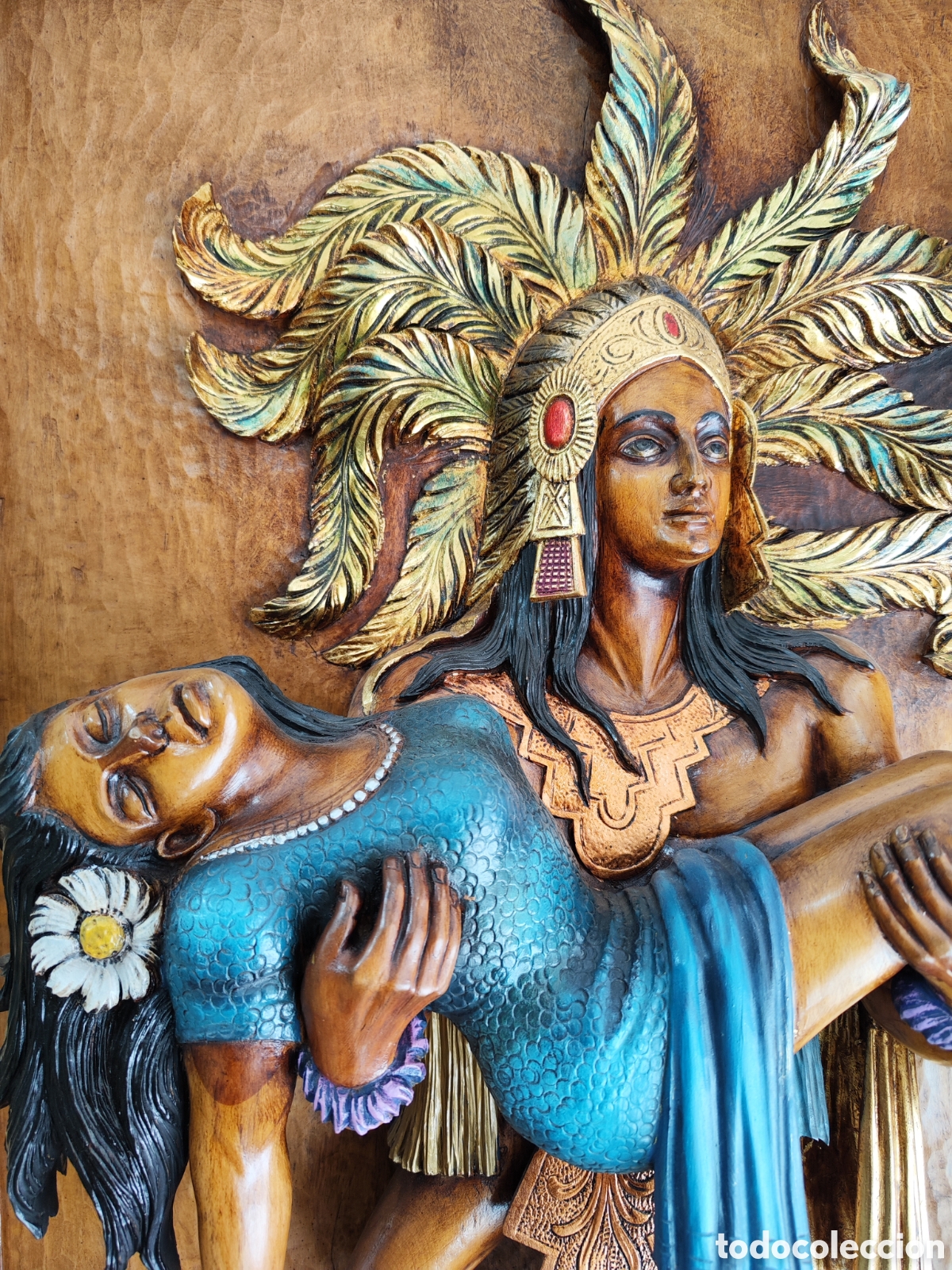 Arte: Ofrenda Azteca madera lenga - Foto 8