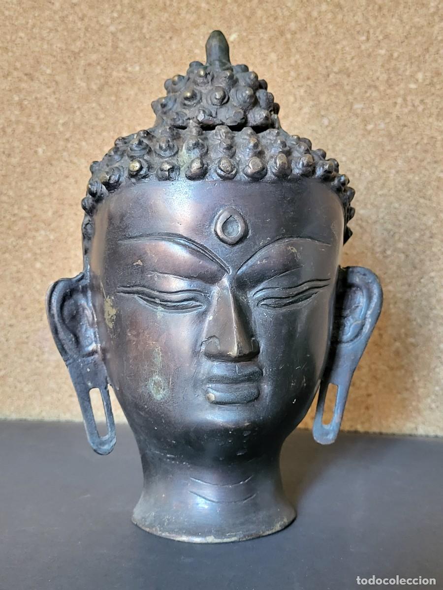 Arte: PRECIOSA CABEZA DE BUDA EN BRONCE - Foto 1