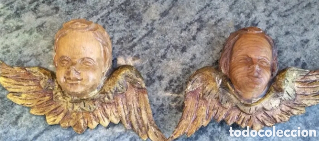 Arte: Querubines, angeles madera policromada - Foto 2