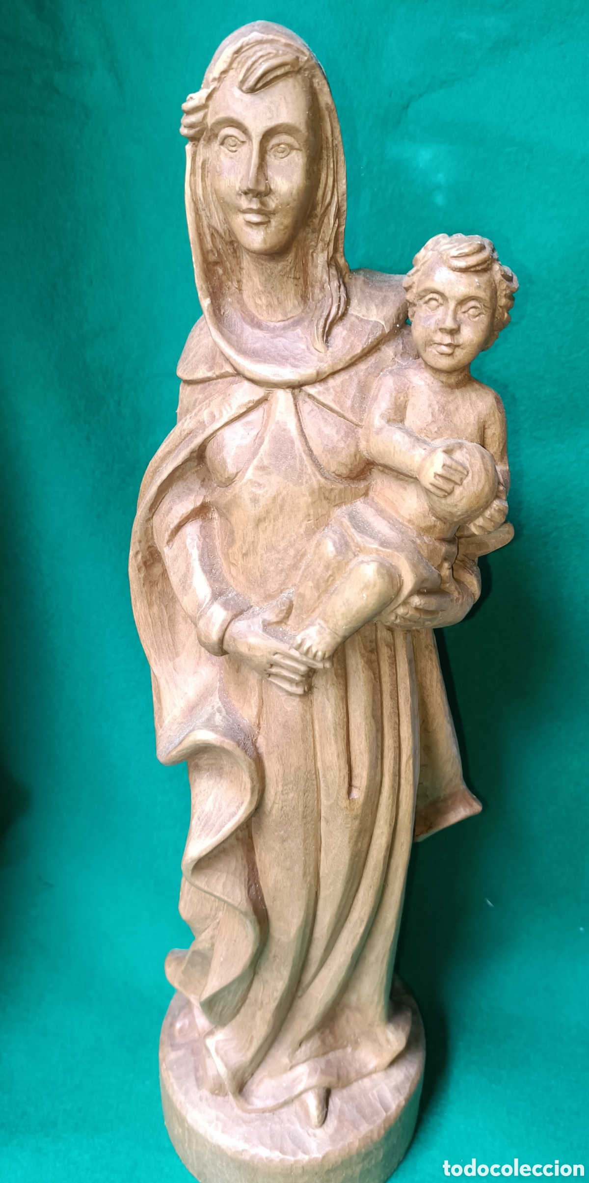 Arte: Virgen con ni&ntilde;o jesus madera - Foto 2