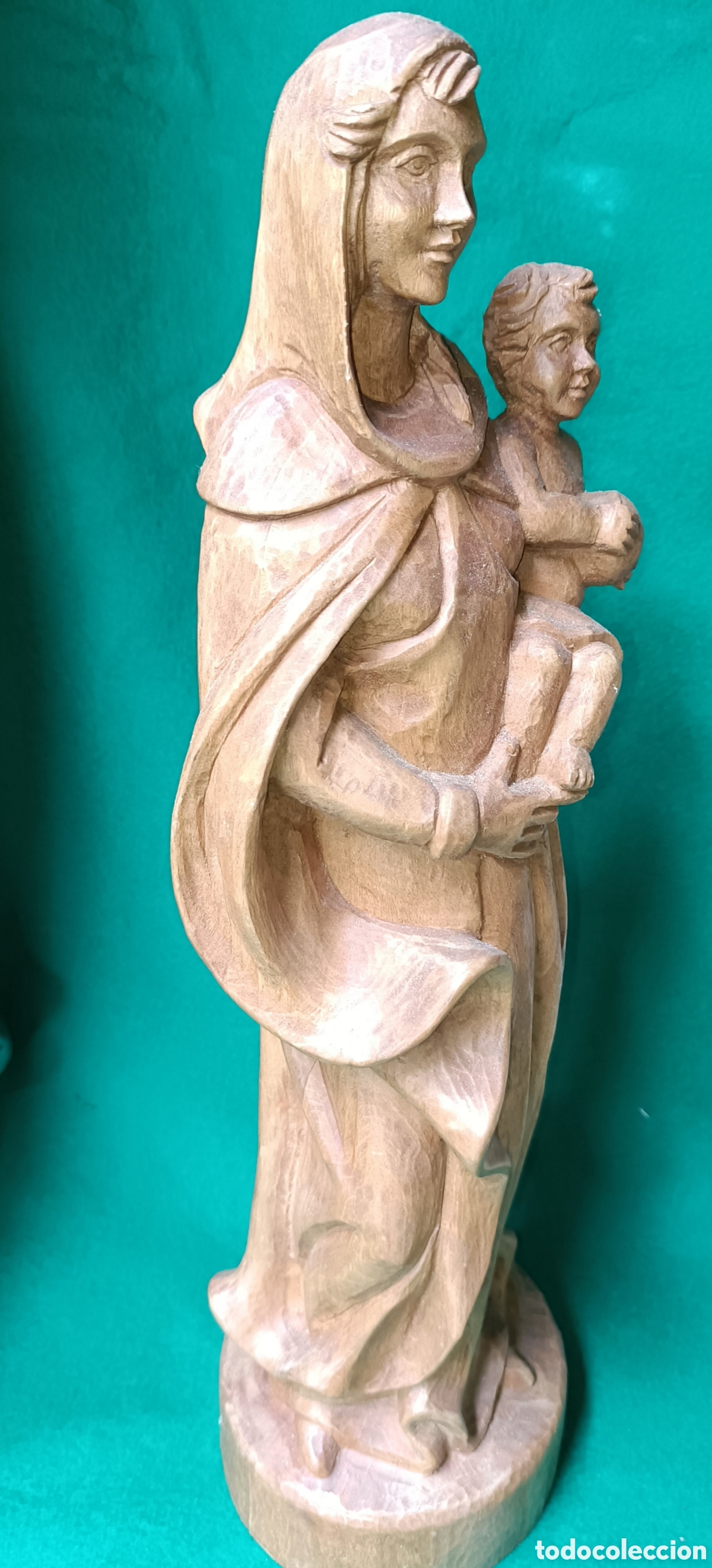 Arte: Virgen con ni&ntilde;o jesus madera - Foto 3
