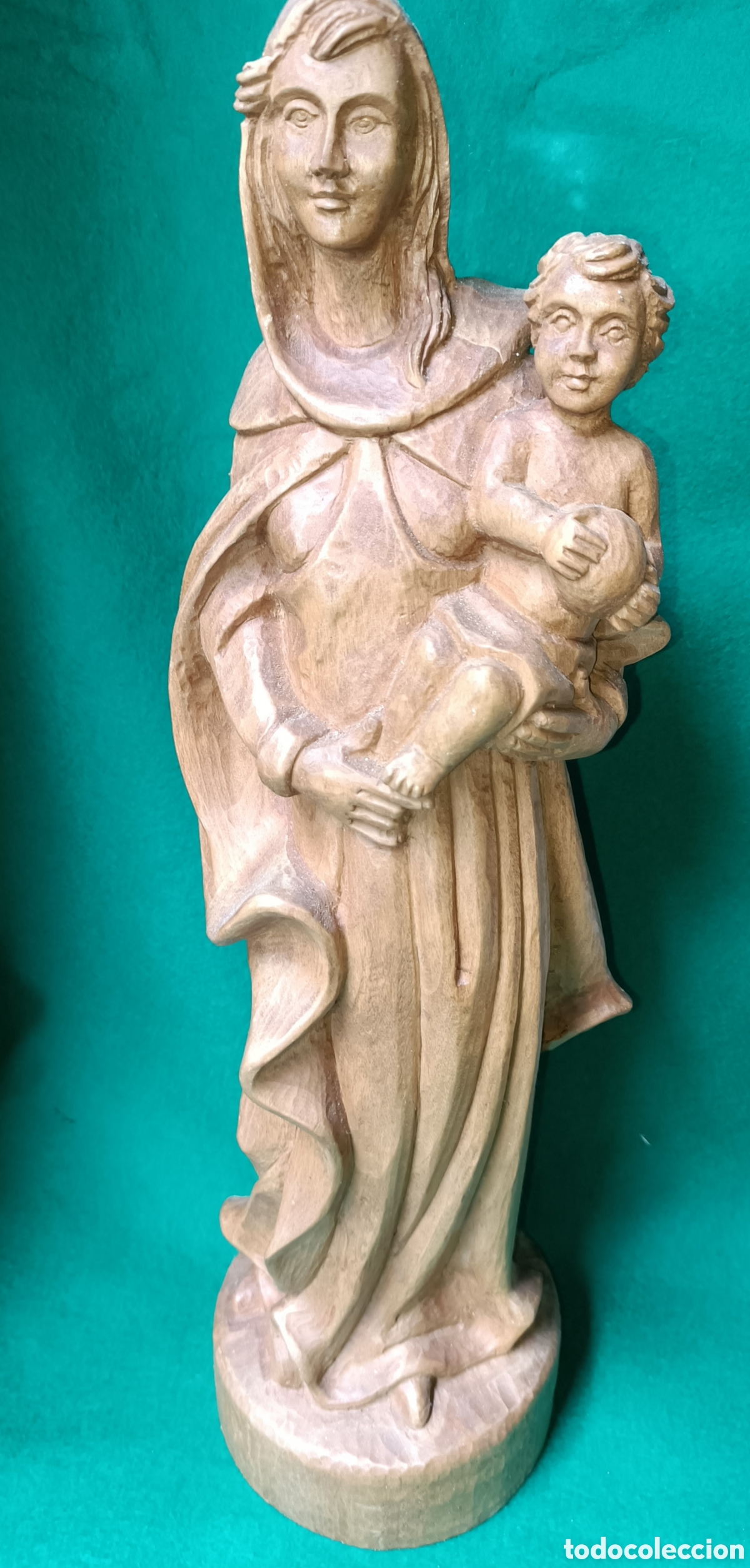 Arte: Virgen con ni&ntilde;o jesus madera - Foto 1