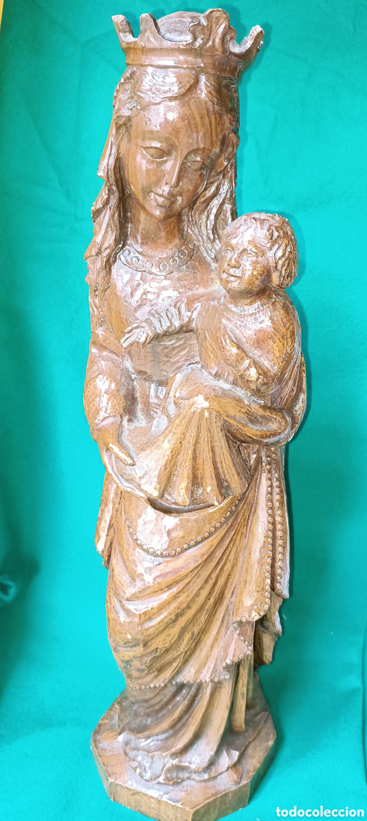 Arte: Virgen gotica madera tallada - Foto 1