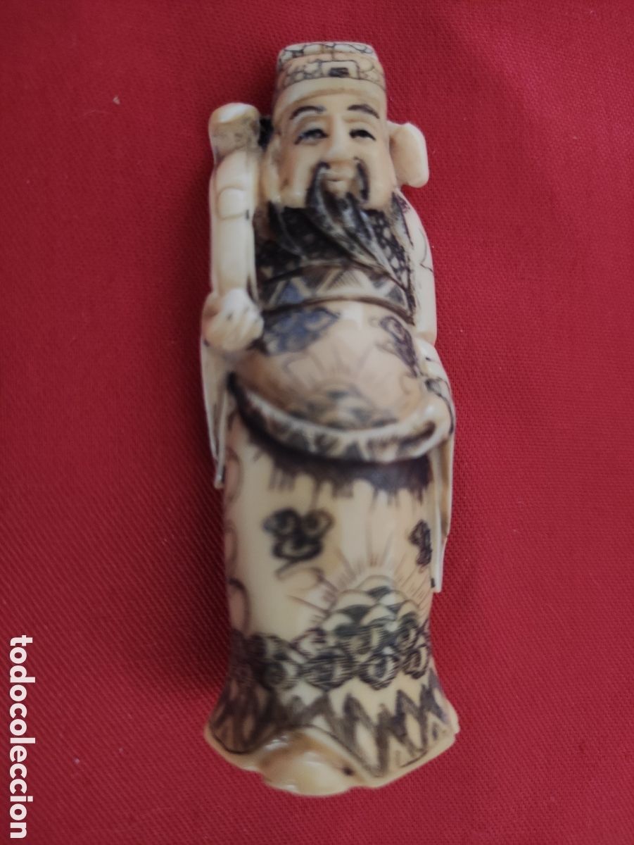 Arte: NETSUKE, figura en hueso o Marfil natural tallada a mano