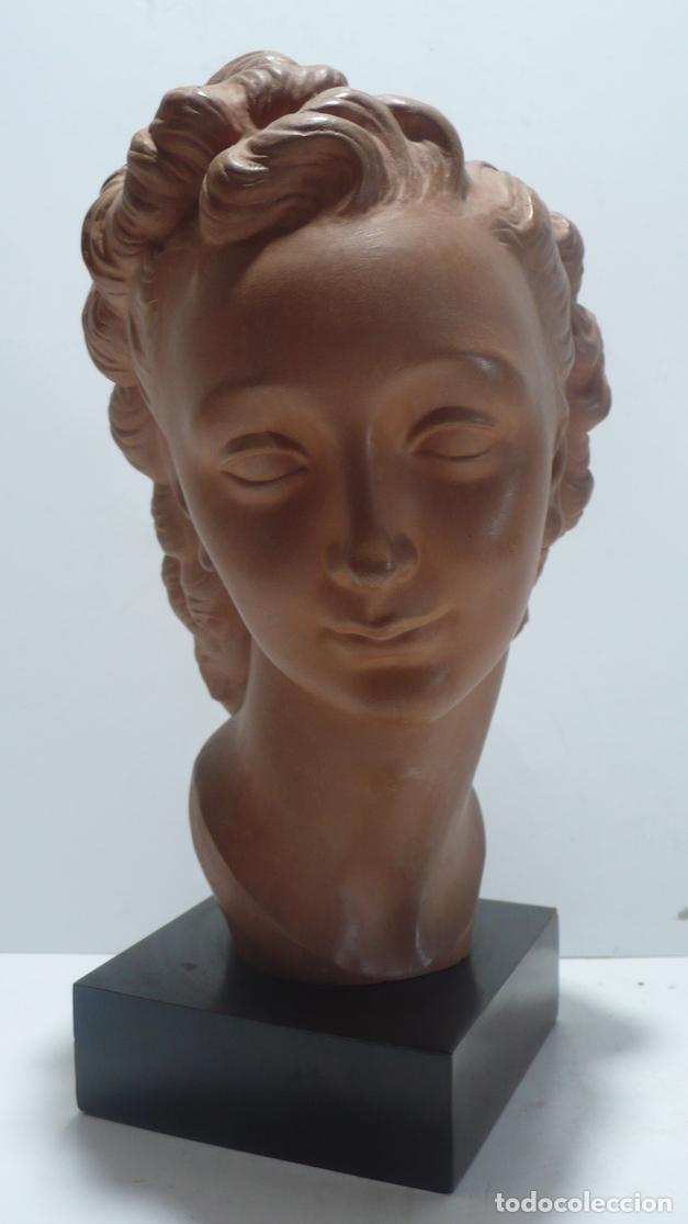Arte: CABEZA DE MUJER EN TERRACOTA - Foto 1