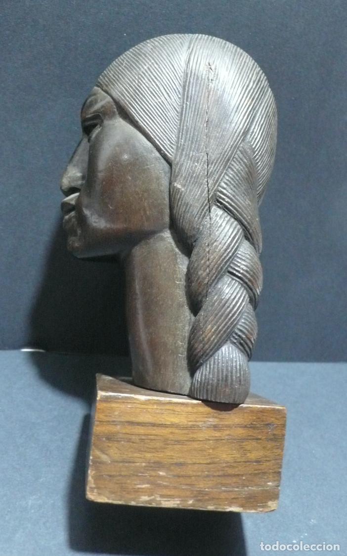 Arte: PEQUE&Ntilde;A CABEZA TALLADA EN MADERA - Foto 3