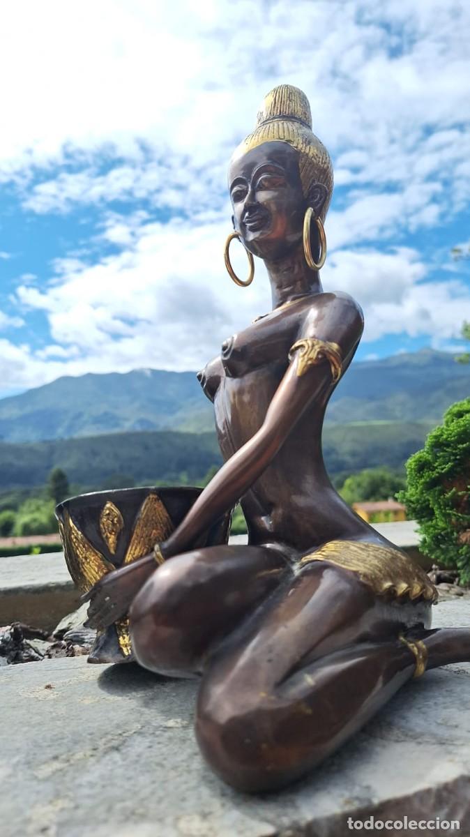 Arte: Imponente Diosa Hind&uacute; Buda de Bronce - Foto 12
