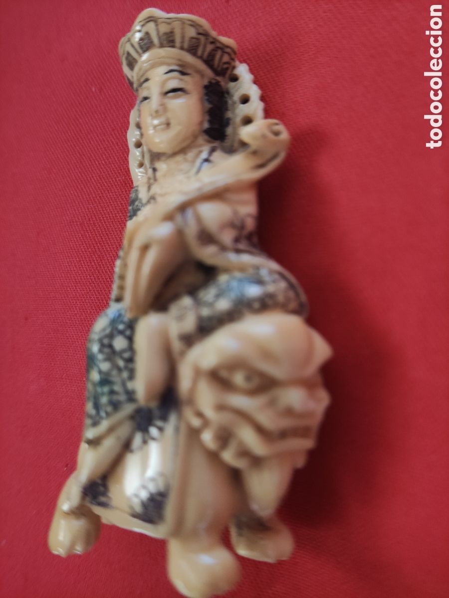 Arte: NETSUKE, antig&uuml;o y tallado a mano - Foto 1