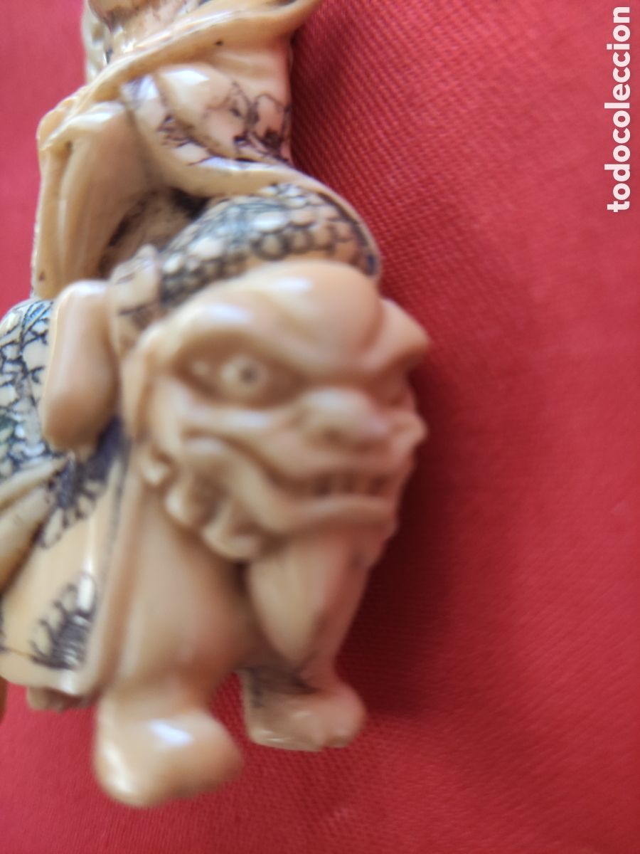 Arte: NETSUKE, antig&uuml;o y tallado a mano - Foto 4