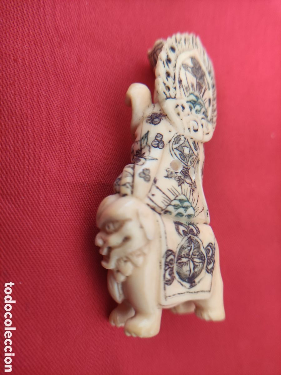 Arte: NETSUKE, antig&uuml;o y tallado a mano - Foto 2