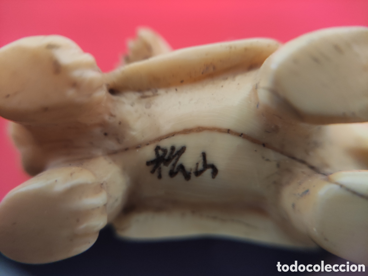 Arte: NETSUKE, antig&uuml;o y tallado a mano - Foto 3