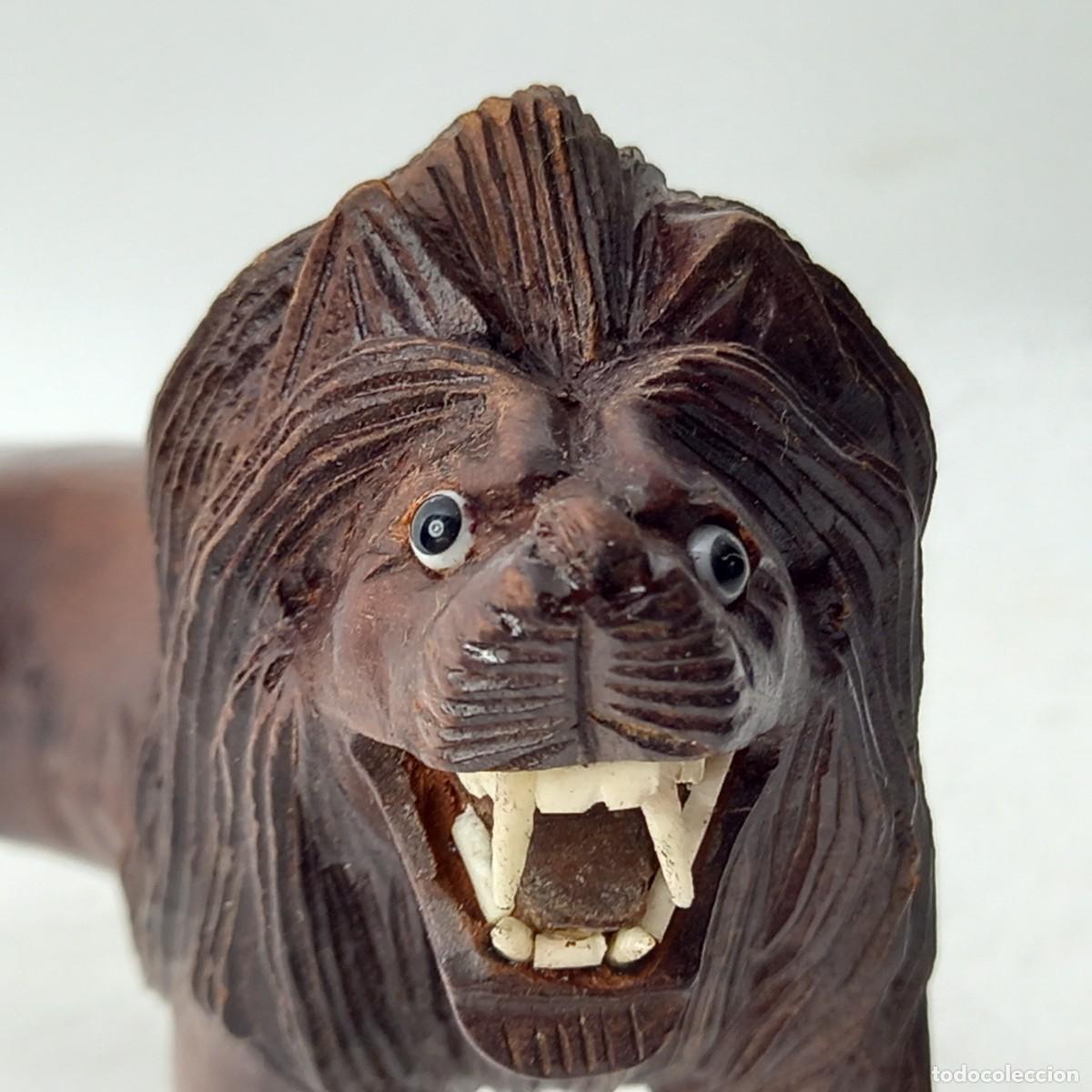 Arte: ANTIGUO LE&Oacute;N CHINO DE MADERA. - Foto 2