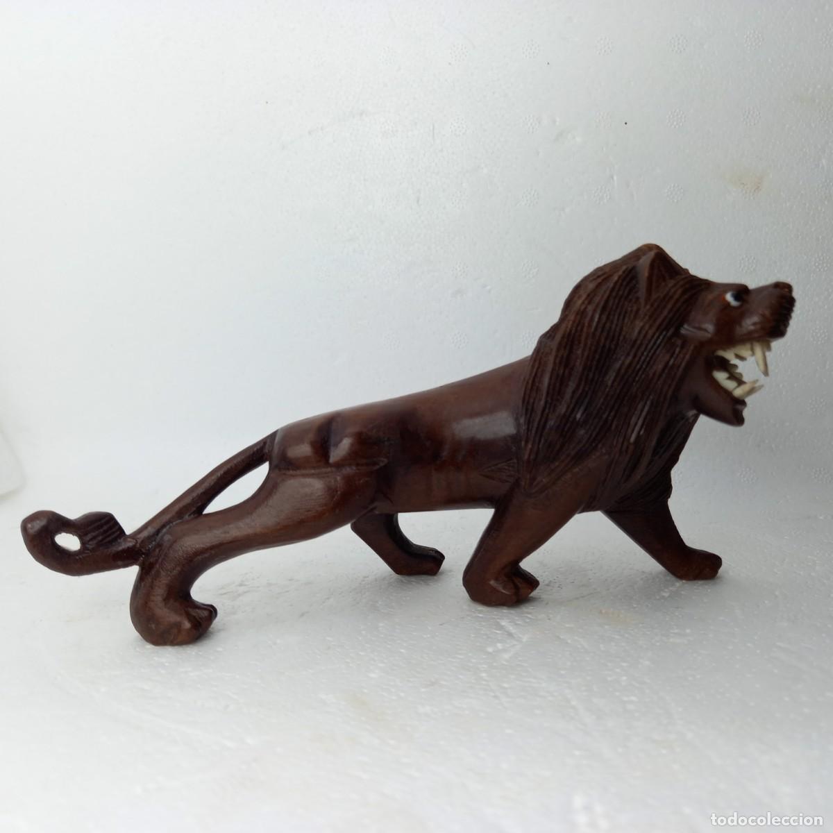 Arte: ANTIGUO LE&Oacute;N CHINO DE MADERA. - Foto 3