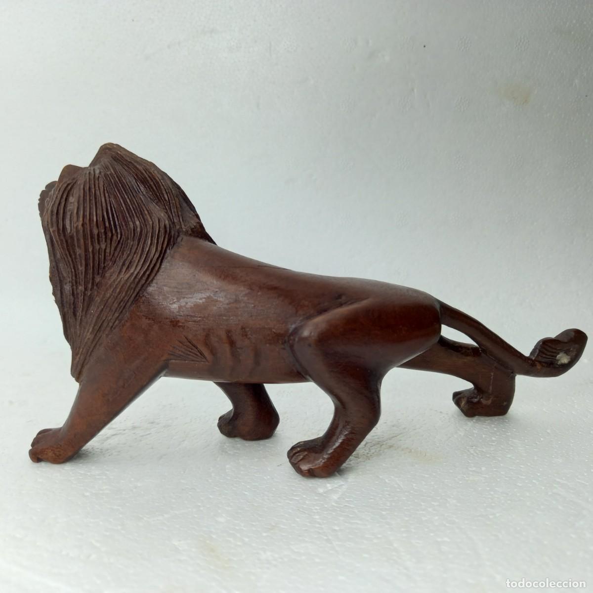 Arte: ANTIGUO LE&Oacute;N CHINO DE MADERA. - Foto 4