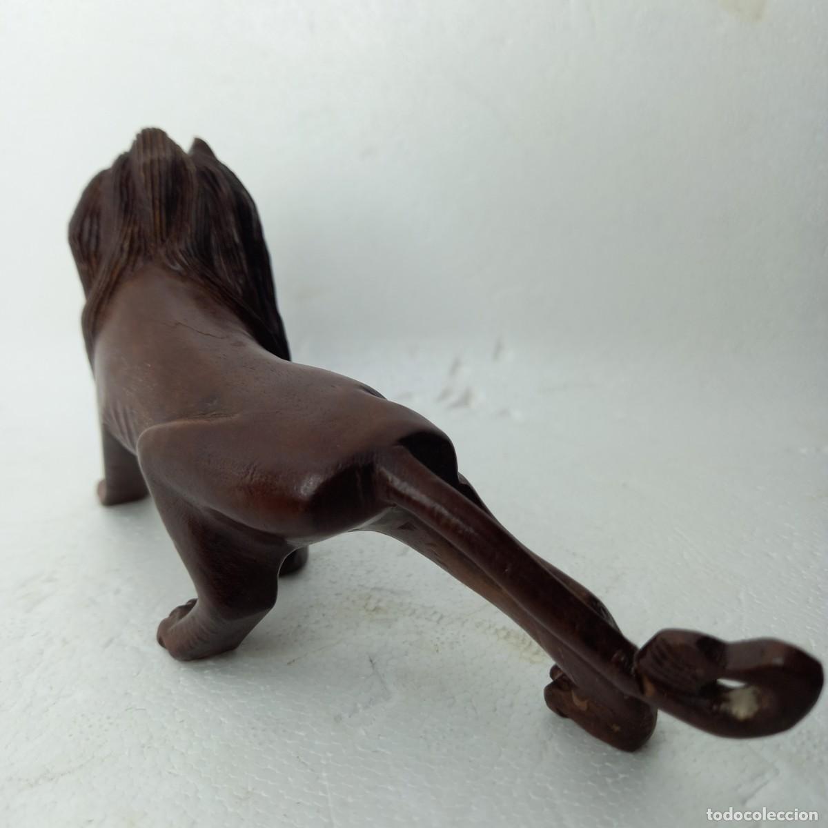 Arte: ANTIGUO LE&Oacute;N CHINO DE MADERA. - Foto 5