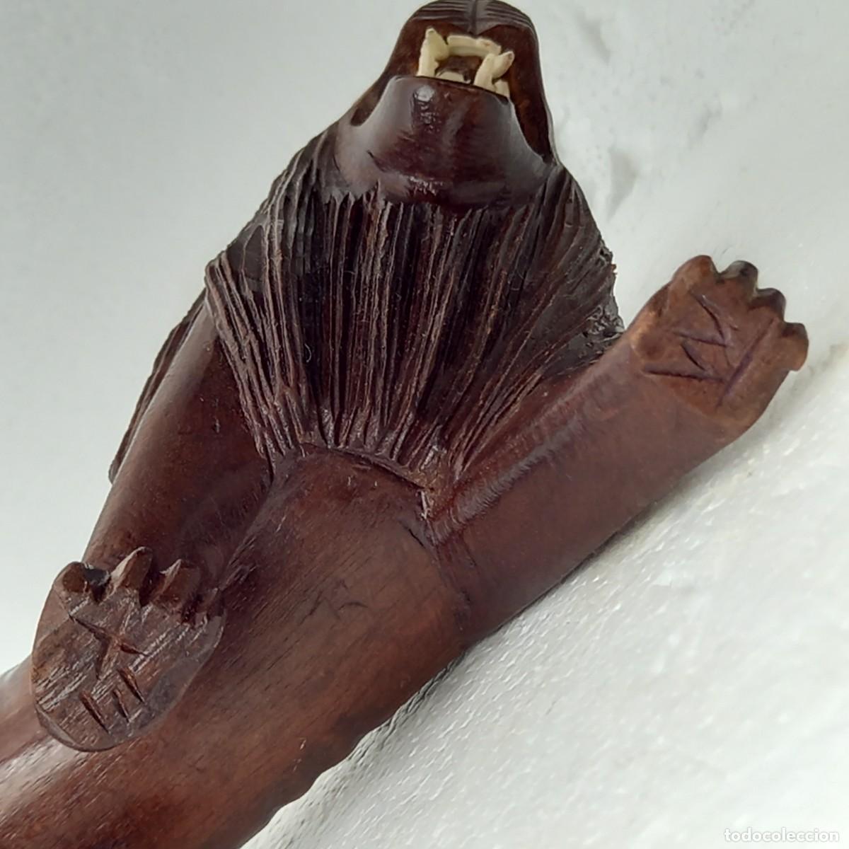 Arte: ANTIGUO LE&Oacute;N CHINO DE MADERA. - Foto 6