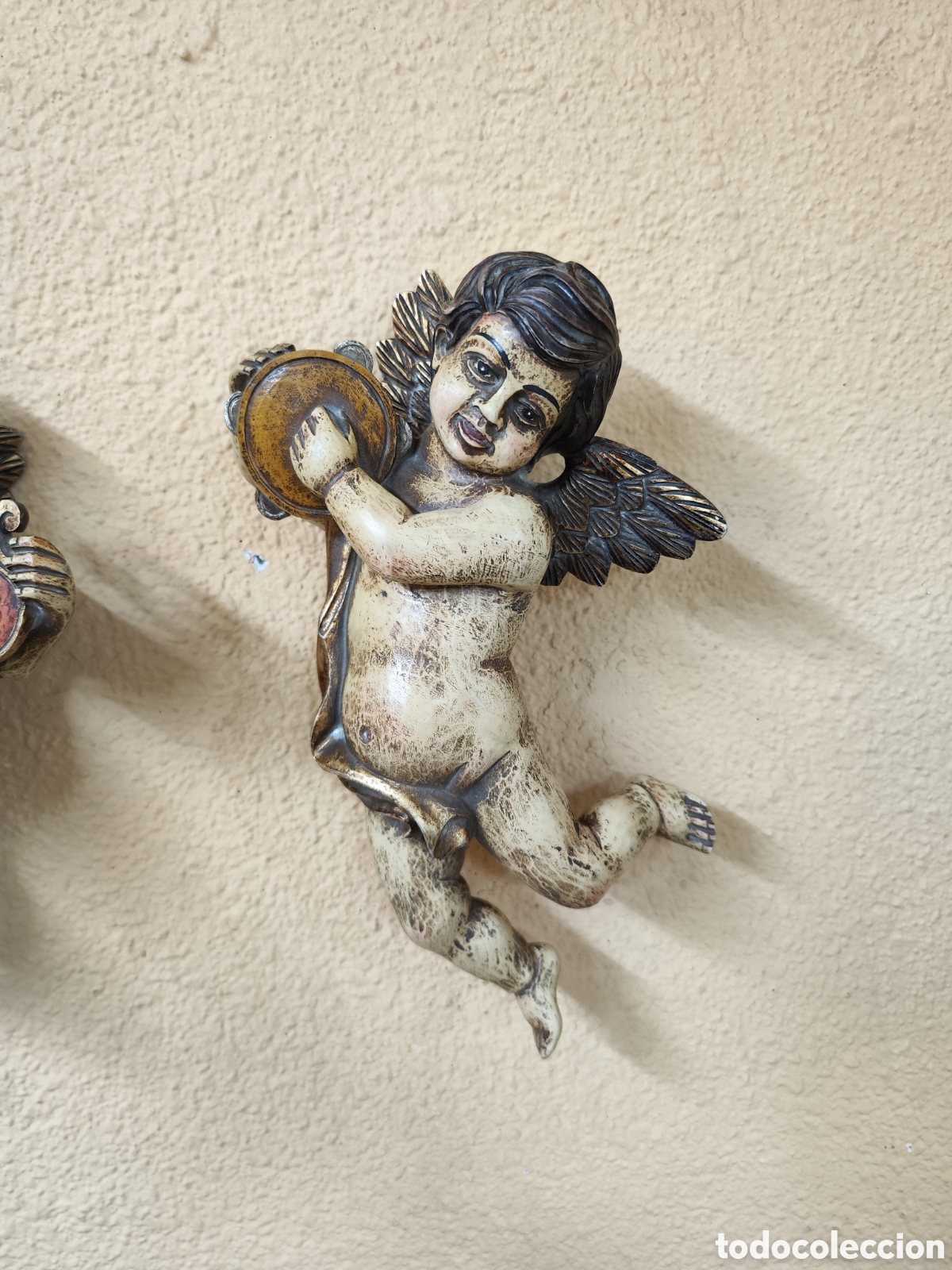 Arte: 2 &Aacute;ngeles de madera abedul - Foto 3