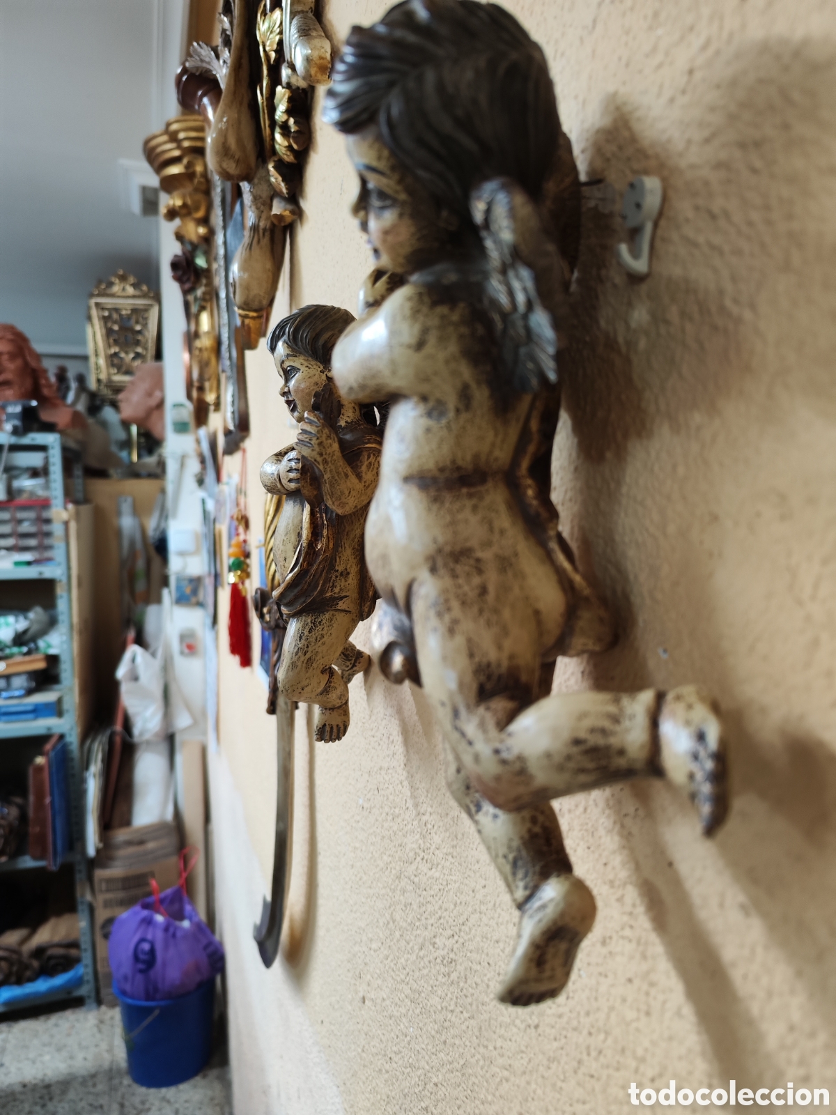 Arte: 2 &Aacute;ngeles de madera abedul - Foto 4