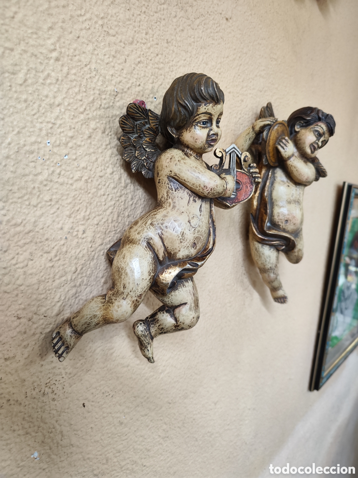 Arte: 2 &Aacute;ngeles de madera abedul - Foto 5