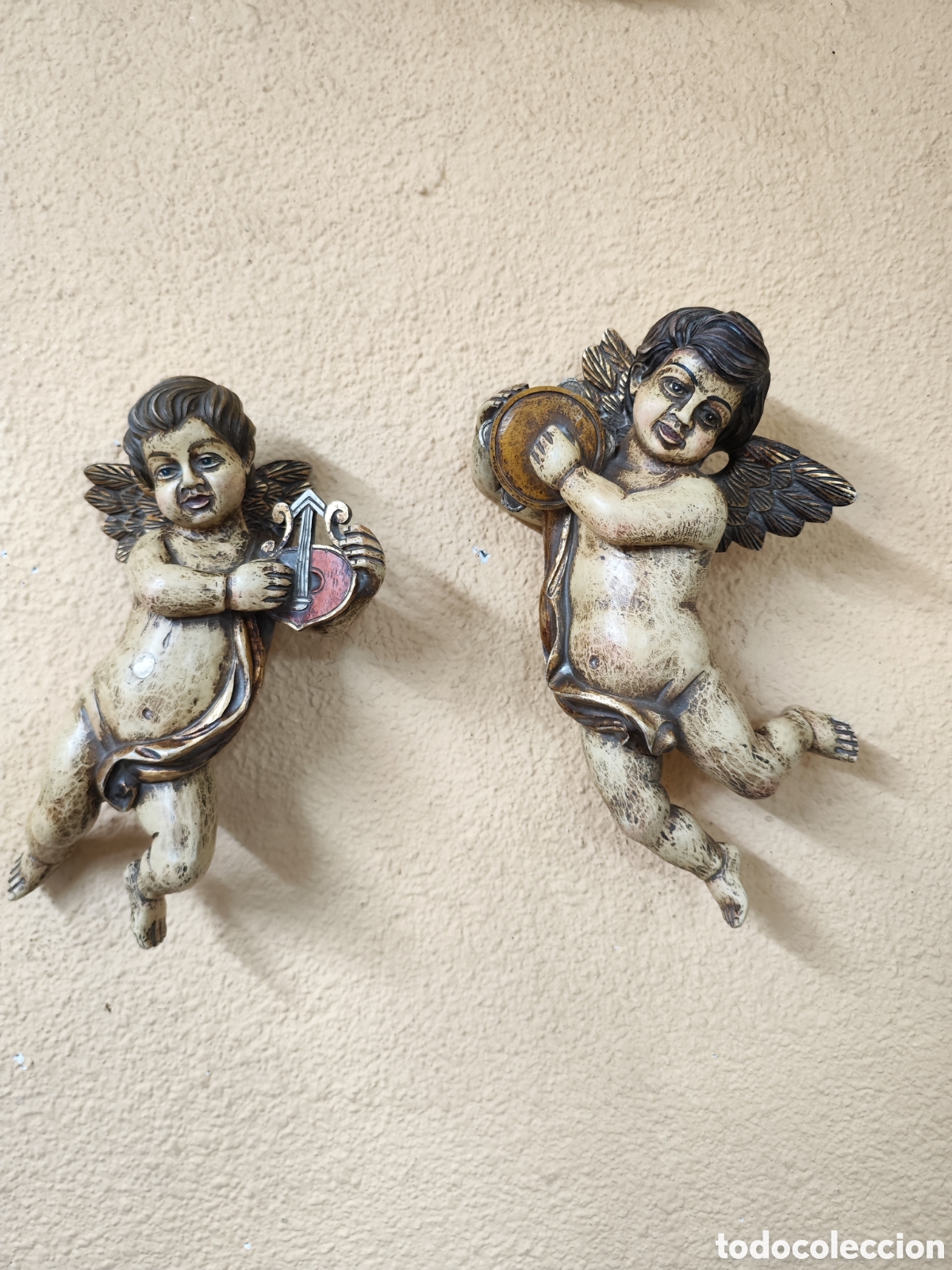 Arte: 2 &Aacute;ngeles de madera abedul - Foto 1
