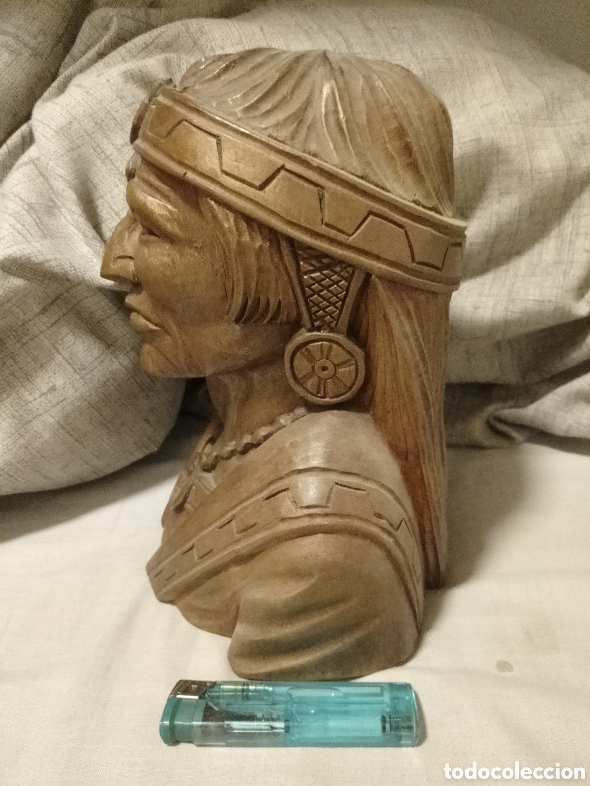 Arte: INDIO DE MADERA TALLADO TRAIDO DE M&Eacute;XICO - Foto 2