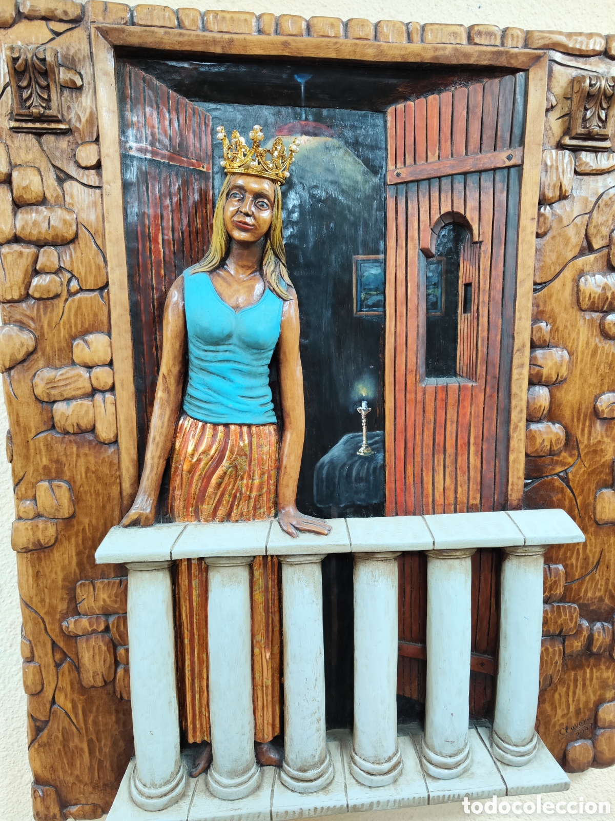 Arte: Princesa del balcon tallado madera - Foto 2